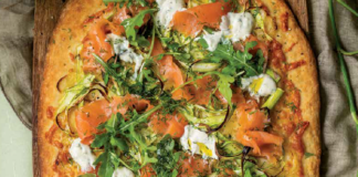 Asparagus Smoked Salmon Flatbread with Spring Greens