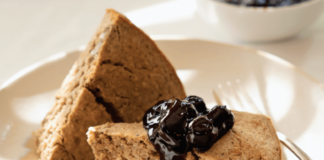 Banana Pancake Pie with Zesty Blueberry Sauce