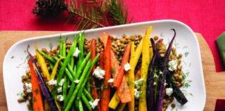 Savoury Lentils with Roasted Vegetables and Goat Cheese