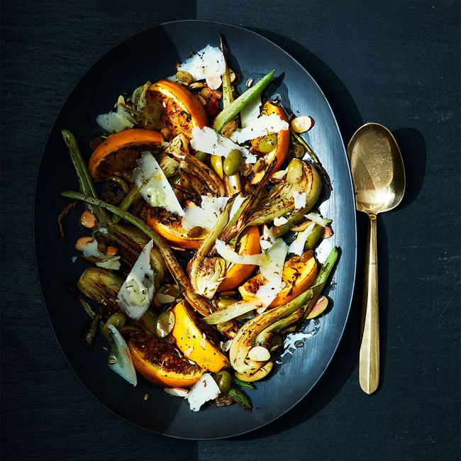 Caramelized Fennel Salad with Pecorino, Green Olives, and Almonds
