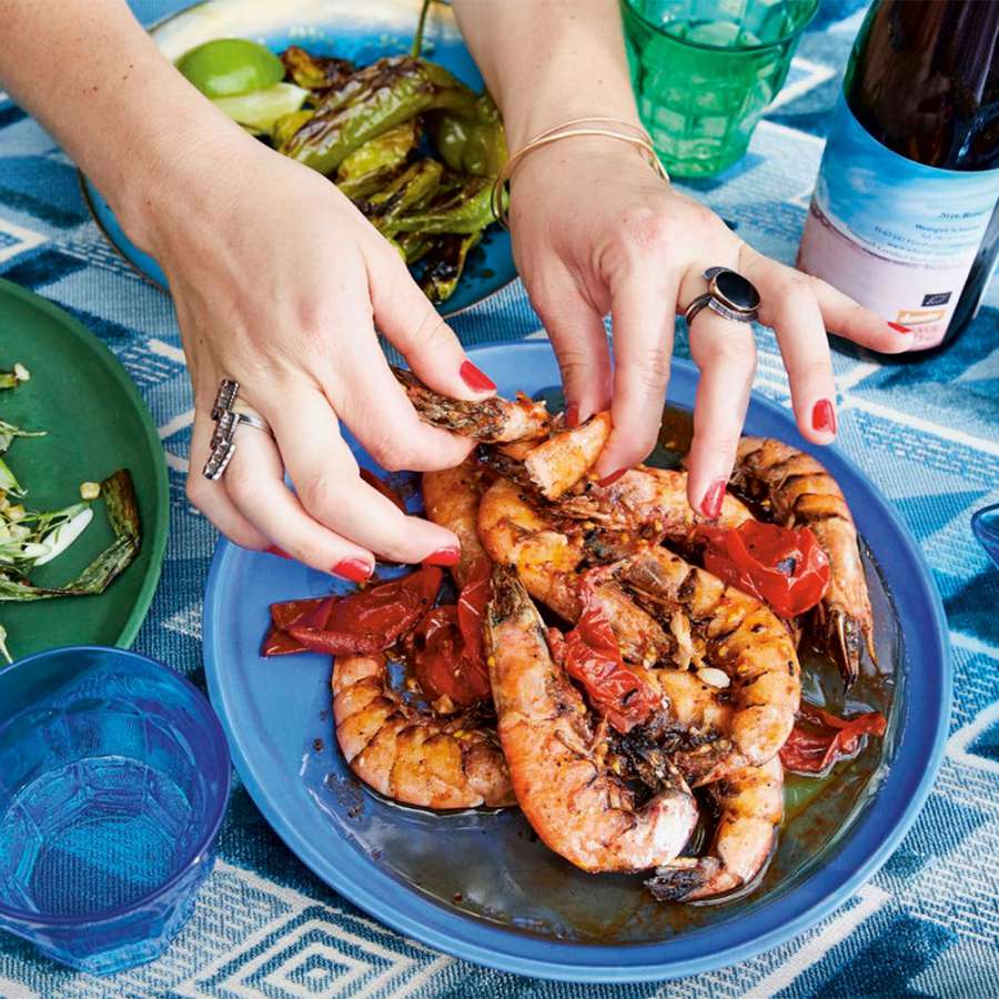 Alison Roman's Grilled Shrimp with Crushed Fresh Tomatoes and Lots of Lime