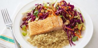 Brighten a Weeknight Dinner with This Chopped Sesame Salad with Salmon & Quinoa