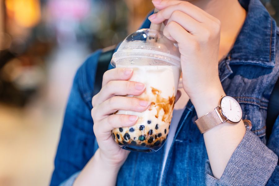 Woman Drinking Boba Tea